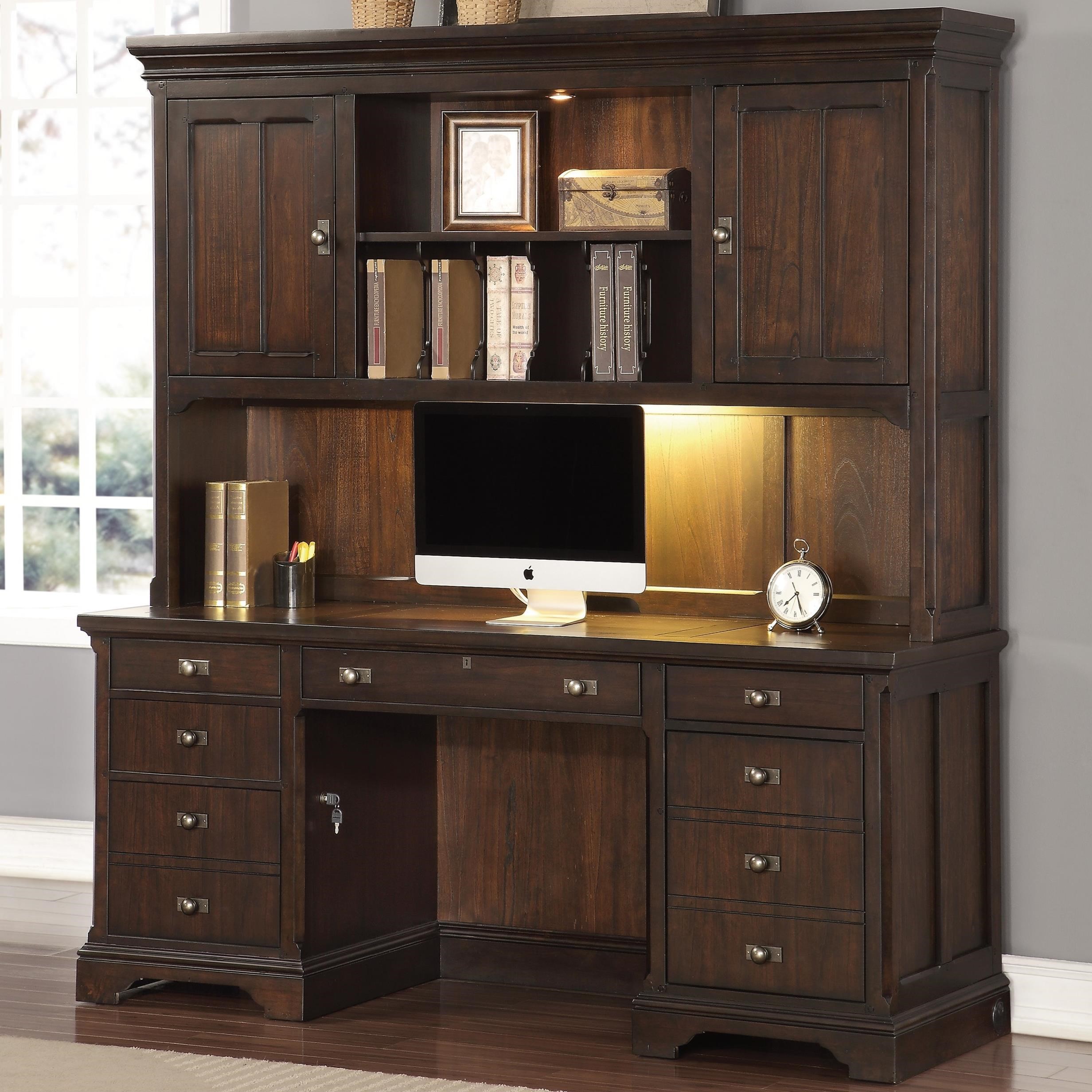 Flexsteel Wynwood Collection Walnut Creek Executive Credenza with Hutch